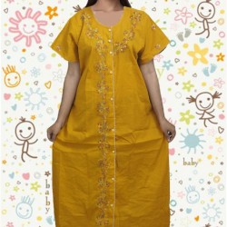 Embroidery Open Button Cotton Mexi