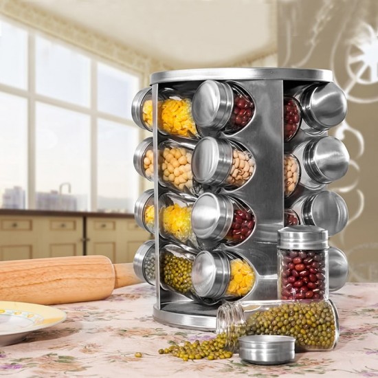 Spice & Pepper Organizer with jars || 16 Jars