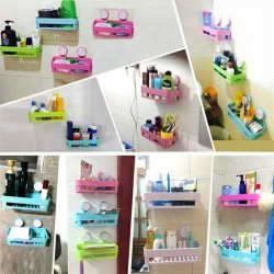 Multifunctional Kitchen /Bathroom square strong double suction cup shelf 