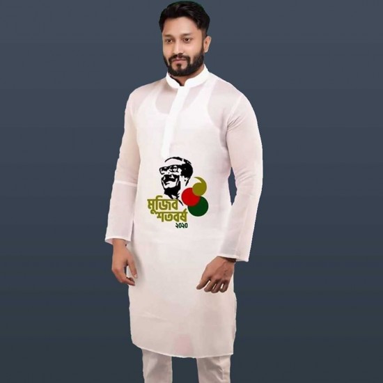 Printed Men's Semi Long Punjabi