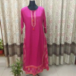 Two Parted linen kurti with handblock