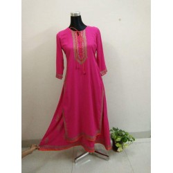 Two Parted linen kurti with handblock