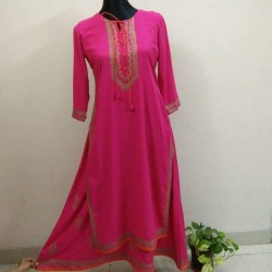 Two Parted linen kurti with handblock