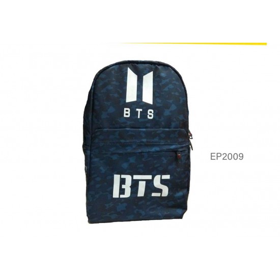 Blue Print Backpack With BTS Logo College Bag EP2009