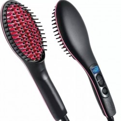 Simply Straight Ceramic Brush Hair Straightener - Black and Pink
