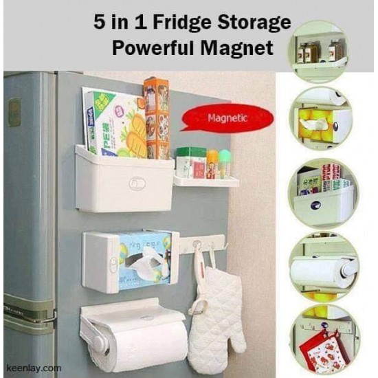 5 in 1 Magnetic Fridge Shelf Storage Set Organiser
