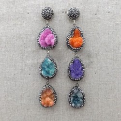 Multi Color Druzy Earrings