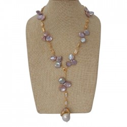 Purple Keshi Pearl Chain Necklace
