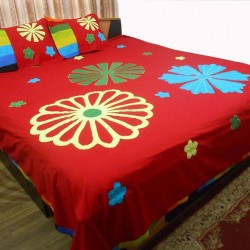 Applique Bed Cover with two pillow cover