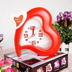 Heart shaped desk clock and photo frame